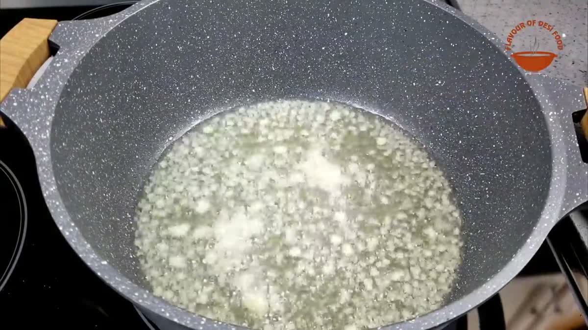 Garlic and ginger paste frying in oil